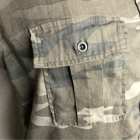 Rails army green gray camo linen blend button shirt dress size Small - Picture 6 of 16